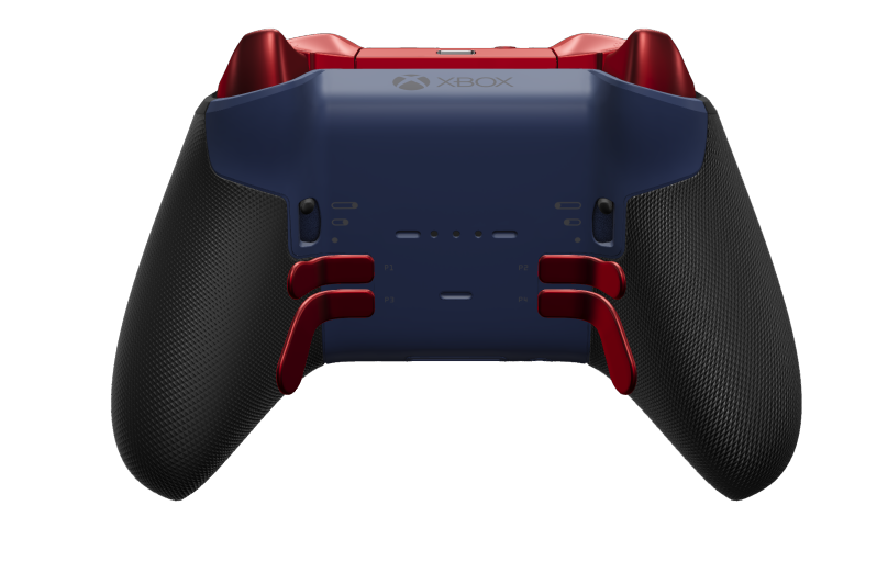 Xbox Elite Wireless Controller Series 2 - Core - Behuizing voorzijde: Nachtblauw + rubberen handvatten, D-pad: Gefacetteerd, pulsrood (metaal), Behuizing achterzijde: Nachtblauw + rubberen handvatten