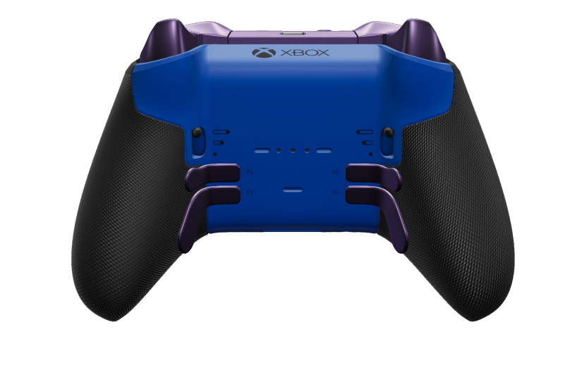 Xbox Elite Wireless Controller Series 2 – Core - Hoveddel: Stødblå + gummigreb, D-blok: Facetteret, lilla (Metal), Bagside: Stødblå + gummigreb
