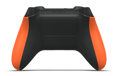 Controller with Zest Orange body, Carbon Black D-pad, and Zest Orange thumbsticks - back view