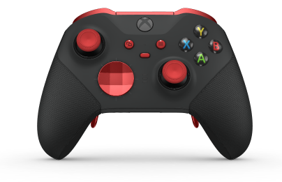 Bezprzewodowy kontroler Xbox Elite Series 2 — Core - Body: Carbon Black + Rubberized Grips, D-pad: Facet, Pulse Red (Metal), Back: Carbon Black + Rubberized Grips