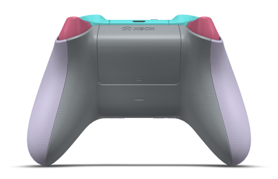 Controller with Soft Purple body, Electric Volt D-pad, and Glacier Blue thumbsticks - back view