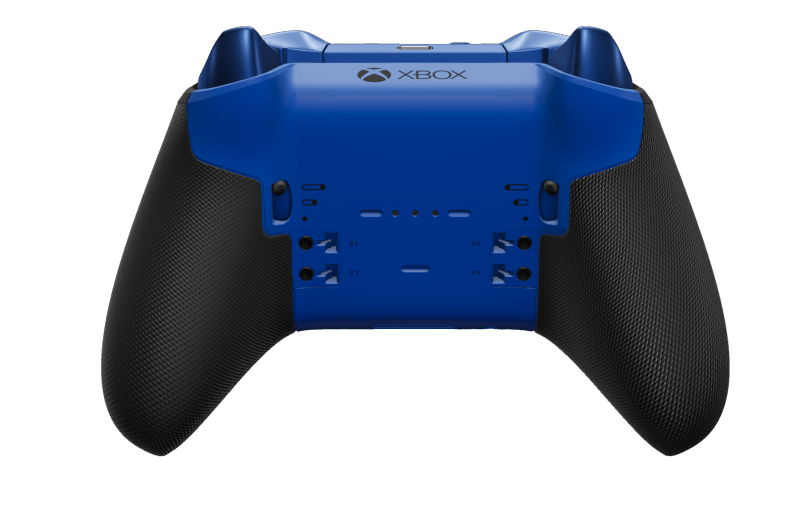 Xbox Elite Wireless Controller Series 2 - Core - Telo: Storm Gray + pogumované rukoväti, Smerový ovládač: Fazetované, Photon Blue (kov), Zadná strana: Shock Blue + pogumované rukoväti