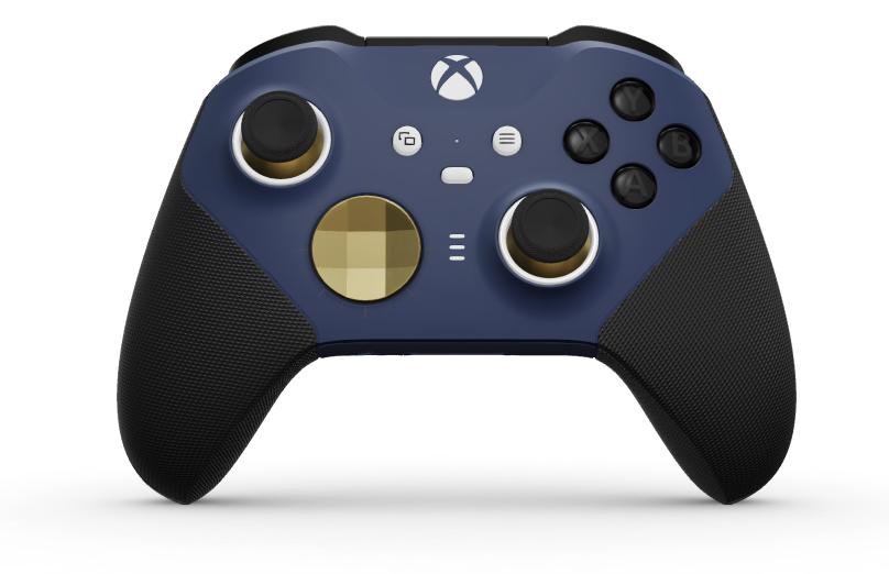 Xbox Elite Wireless Controller Series 2 - Core - Cuerpo: Azul nocturno + Agarres texturizados, Cruceta: Facetado, dorado héroe (metal), Atrás: Azul nocturno + Agarres texturizados