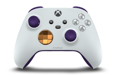 Xbox Wireless Controller - Corpo: Branco Robot, Botões Direcionais: Laranja suave (Metalizado), Manípulos Analógicos: Roxo Astral