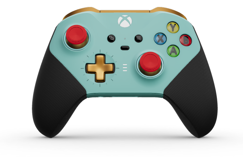 Xbox Elite Wireless Controller Series 2 - Core - Corpo: Azul Glaciar + Pegas em Borracha, Botão Direcional: Cruz, Laranja Suave (Metal), Traseira: Azul Glaciar + Pegas em Borracha