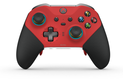 Xbox Elite Wireless Controller Series 2 - Core - 本體: 脈衝紅 + 橡膠握把, 方向鍵: 十字形，風暴灰 (金屬), 背面: 機器白 + 橡膠握把