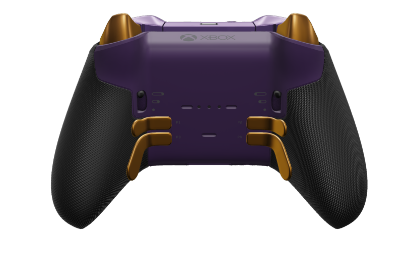 Xbox Elite Wireless Controller Series 2 - Core - Behuizing voorzijde: Zacht oranje + rubberen handvatten, D-pad: Gefacetteerd, astralpaars (metaal), Behuizing achterzijde: Astralpaars + rubberen handvatten