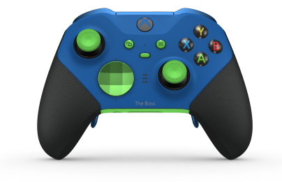 Xbox Elite Wireless Controller Series 2 - Core - Body: Shock Blue + Rubberized Grips, D-pad: Facet, Velocity Green (Metal), Back: Velocity Green + Rubberized Grips