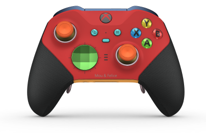 Xbox Elite 無線控制器 Series 2 - Core - Body: Pulse Red + Rubberized Grips, D-pad: Facet, Velocity Green (Metal), Back: Soft Orange + Rubberized Grips