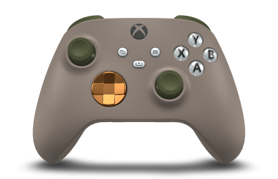 Xbox Wireless Controller - Body: Desert Tan, D-Pads: Soft Orange (Metallic), Thumbsticks: Nocturnal Green