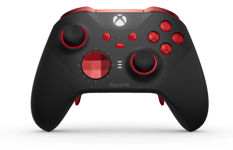 Controller Wireless Elite per Xbox Series 2 - Nucleo - Hoveddel: Kulsort + gummigreb, D-blok: Facetteret, rød (metal), Bagside: Kulsort + gummigreb