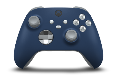 Xbox trådlös handkontroll - Hoofdtekst: Middernachtblauw, D-Pads: Asgrijs (metallic), Duimsticks: Asgrijs