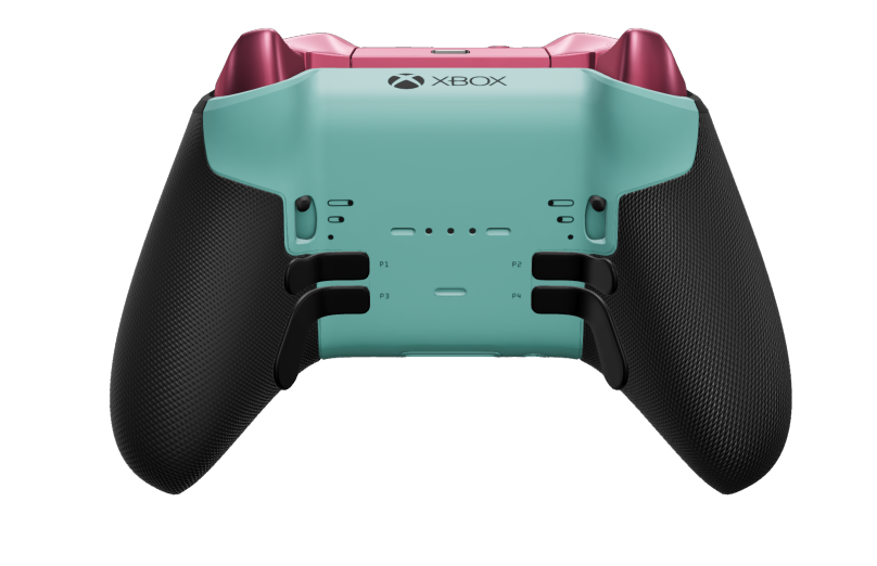 Xbox Elite Wireless Controller Series 2 - Core - Corps: Glacier Blue + poignées caoutchoutées, BMD: À facettes, Deep Pink (métal), Arrière: Glacier Blue + poignées caoutchoutées