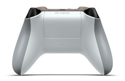 Controller with Ash Grey body, Robot White D-pad, and Desert Tan thumbsticks - back view