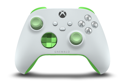 Xbox Wireless Controller - Corpo: Branco Robot, Botões Direcionais: Verde Veloz (Metálico), Manípulos Analógicos: Verde suave