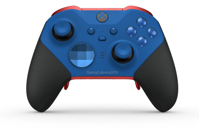 Xbox Elite Wireless Controller Series 2 - Core - Behuizing voorzijde: Shockblauw + rubberen handvatten, D-pad: Facet, Photon Blue (Metal), Behuizing achterzijde: Pulsrood + rubberen handvatten