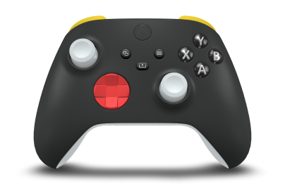 Controller with Carbon Black body, Pulse Red D-pad, and Robot White thumbsticks - front view