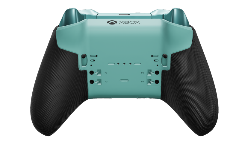 Xbox Elite Wireless Controller Series 2 - Core - Behuizing voorzijde: Robotwit + rubberen handvatten, D-pad: Gefacetteerd, gletsjerblauw (metaal), Behuizing achterzijde: Gletsjerblauw + rubberen handvatten
