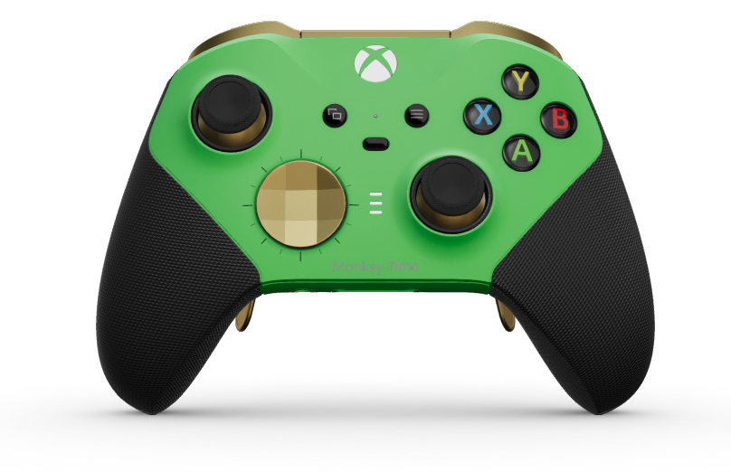 Xbox Elite Wireless Controller Series 2 - Core - Body: Velocity Green + Rubberized Grips, D-pad: Facet, Hero Gold (Metal), Back: Velocity Green + Rubberized Grips
