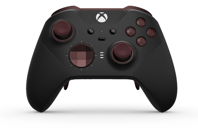 Xbox Elite Wireless Controller Series 2 - Core - Cuerpo: Negro carbón + Agarres texturizados, Cruceta: Facetado, rojo granate (metal), Atrás: Negro carbón + Agarres texturizados