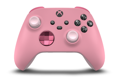 Controller with Retro Pink body, Deep Pink (Metallic) D-pad, and Soft Pink thumbsticks - front view