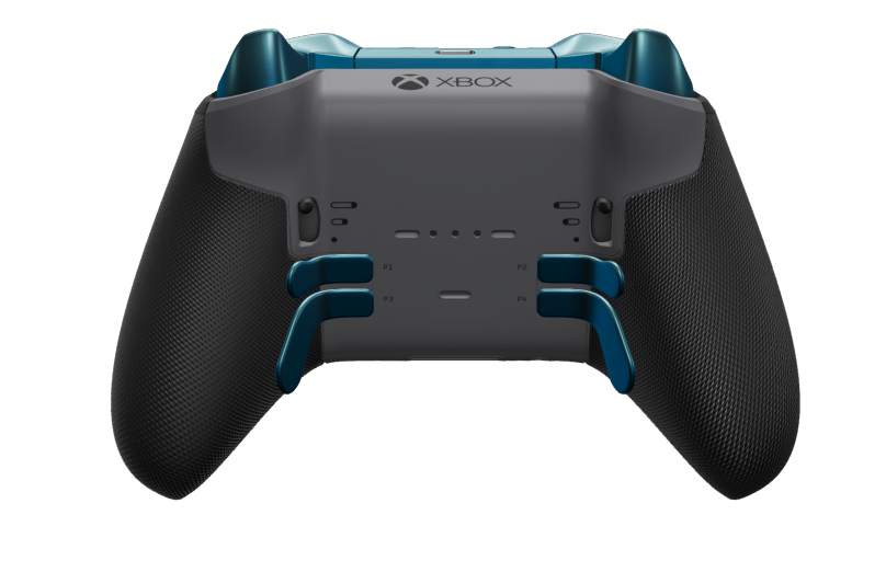 Xbox Elite Wireless Controller Series 2 - Core - Hoveddel: Stormgrå + gummigreb, D-blok: Facetteret, mineralblå (metal), Bagside: Stormgrå + gummigreb