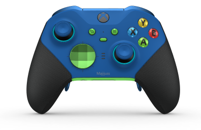 Trådløs Xbox Elite-kontroller Series 2 – Core - Body: Shock Blue + Rubberised Grips, D-pad: Facet, Velocity Green (Metal), Back: Velocity Green + Rubberised Grips