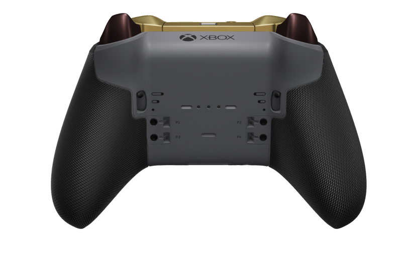 Xbox Elite Wireless Controller Series 2 - Core - Body: Garnet Red + Rubberized Grips, D-pad: Faceted, Hero Gold (Metal), Back: Storm Gray + Rubberized Grips