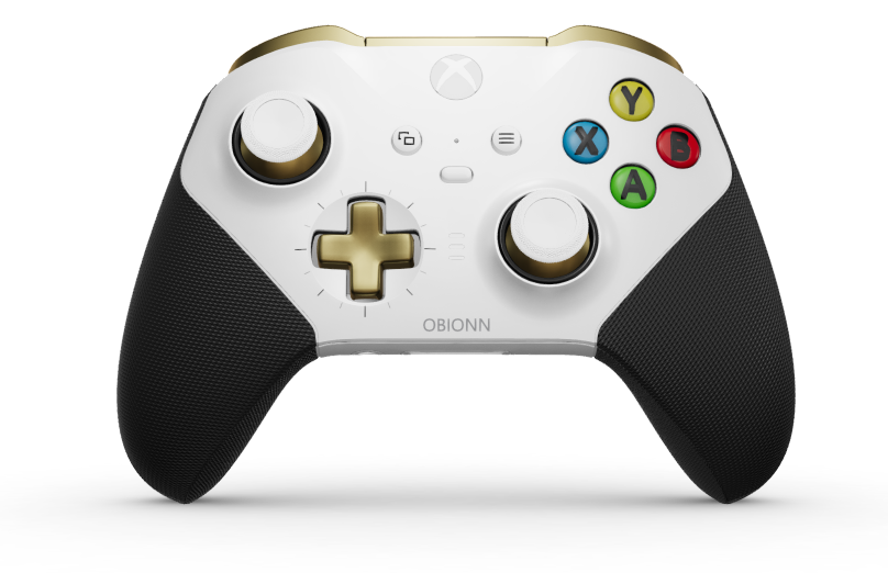 Xbox Elite Wireless Controller Series 2 – Core - Hoveddel: Robothvid + gummigreb, D-blok: Kryds, Helteguld (metal), Bagside: Robothvid + gummigreb