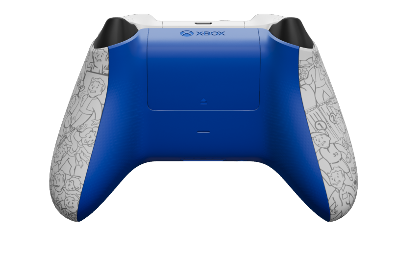 Xbox Wireless Controller - Text: Fallout, Steuerkreuze: Shock Blue, Analogsticks: Carbon Black