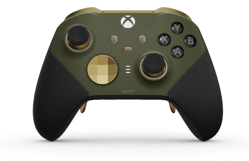 Xbox Elite Wireless Controller Series 2 - Core - Corps: Nocturnal Green + poignées caoutchoutées, BMD: Facettes, Hero Gold (métal), Arrière: Nocturnal Green + poignées caoutchoutées