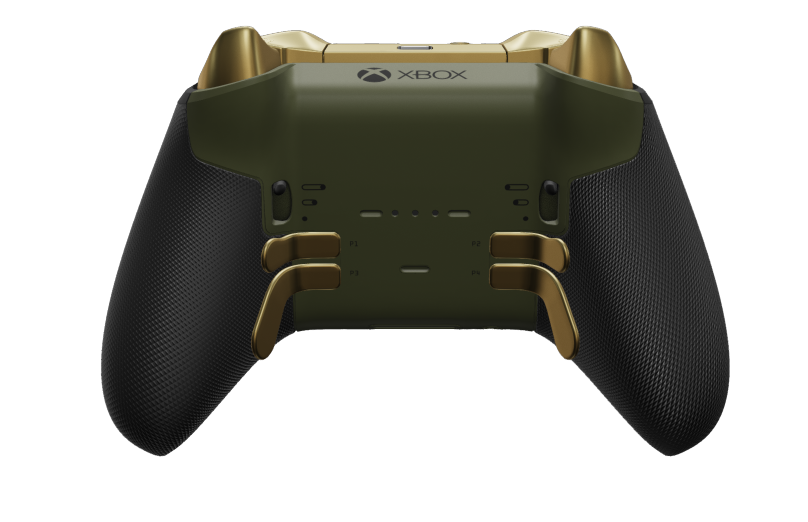 Xbox Elite Wireless Controller Series 2 - Core - Corps: Nocturnal Green + poignées caoutchoutées, BMD: Facettes, Hero Gold (métal), Arrière: Nocturnal Green + poignées caoutchoutées