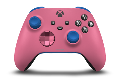Controller with Deep Pink body, Deep Pink (Metallic) D-pad, and Shock Blue thumbsticks - front view