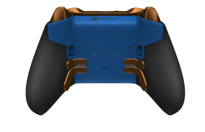 Manette sans fil Xbox Elite Series 2 - Core - 本體: 衝擊藍 + 橡膠握把, 方向鍵: 多面向，軟橘色 (金屬), 背面: 衝擊藍 + 橡膠握把