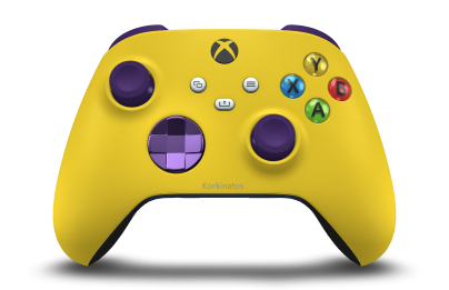 Xbox Wireless Controller - Body: Leuchtendes Gelb, D-Pads: Astral Purple (Metallic), Thumbsticks: Astral Purple