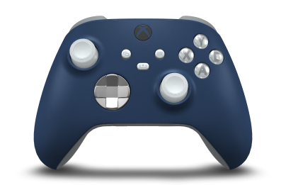 Xbox Wireless Controller - Body: Midnight Blue, D-Pads: Bright Silver (Metallic), Thumbsticks: Robot White