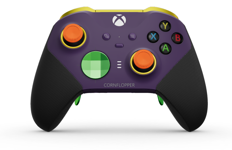Xbox Elite Wireless Controller Series 2 - Core - Behuizing voorzijde: Astralpaars + rubberen handvatten, D-pad: Gefacetteerd, velocity-groen (metaal), Behuizing achterzijde: Astralpaars + rubberen handvatten