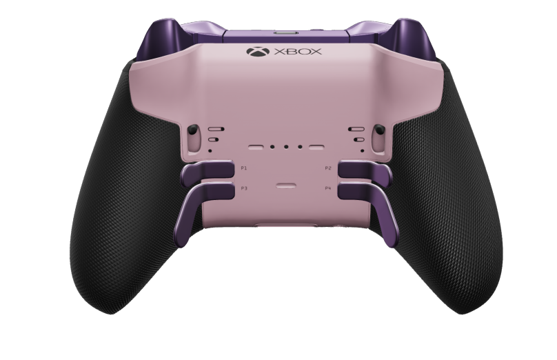 Xbox Elite Wireless Controller Series 2 - Core - 몸체: 소프트 핑크 + 고무 코팅 그립, 방향 패드: 크로스, 아스트랄 퍼플(금속), 뒤로: 소프트 핑크 + 고무 코팅 그립