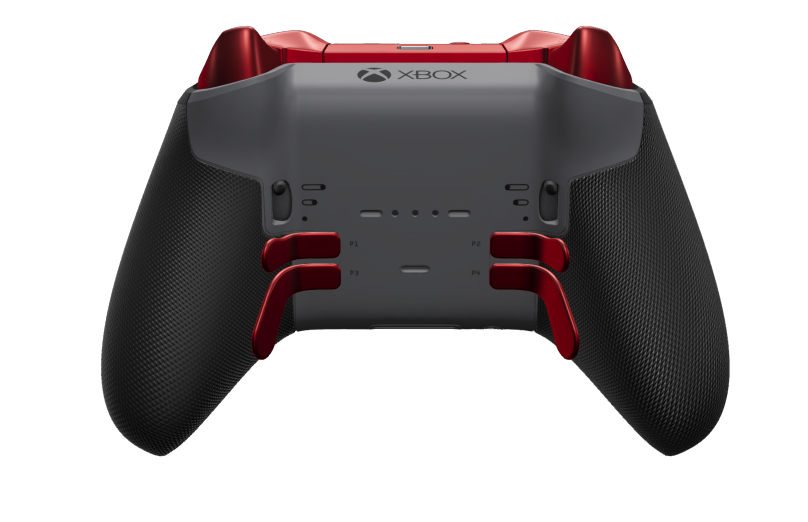 Xbox Elite Wireless Controller Series 2 - Core - Behuizing voorzijde: Stormgrijs + rubberen handvatten, D-pad: Gefacetteerd, pulsrood (metaal), Behuizing achterzijde: Stormgrijs + rubberen handvatten