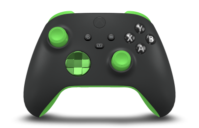 Xbox Wireless Controller - Corpo: Preto Carbono, Botões Direcionais: Verde Veloz (Metálico), Manípulos Analógicos: Verde Veloz