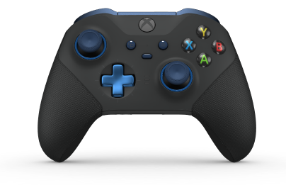 Xbox Elite Wireless Controller Series 2 - Core - Body: Carbon Black + Rubberized Grips, D-pad: Cross, Photon Blue (Metal), Back: Carbon Black + Rubberized Grips