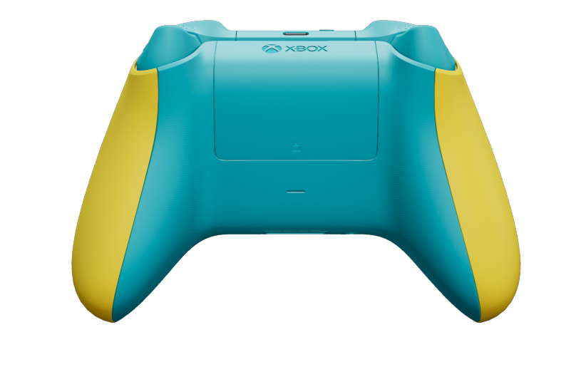 Xbox Wireless Controller - Hoofdtekst: Bliksemgeel, D-Pads: Libelleblauw, Duimsticks: Libelleblauw