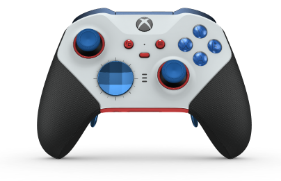 Bezdrátový ovladač Xbox Elite Series 2 – Core - Body: Robot White + Rubberized Grips, D-pad: Facet, Photon Blue (Metal), Back: Pulse Red + Rubberized Grips