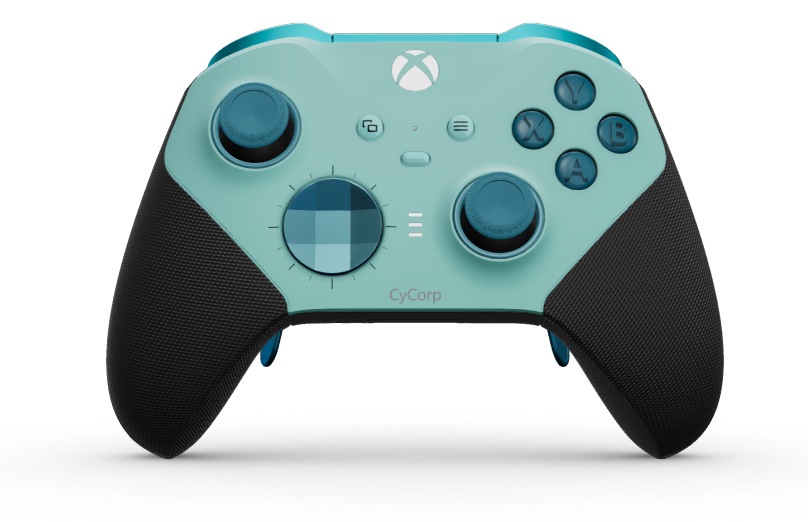 Xbox Elite Wireless Controller Series 2 - Core - 몸체: 글레이셔 블루 + 고무 코팅 그립, 방향 패드: 패싯, 미네랄 블루(메탈), 뒤로: 카본 블랙 + 고무 코팅 그립