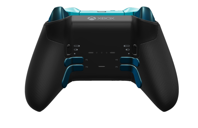 Xbox Elite Wireless Controller Series 2 - Core - 몸체: 글레이셔 블루 + 고무 코팅 그립, 방향 패드: 패싯, 미네랄 블루(메탈), 뒤로: 카본 블랙 + 고무 코팅 그립