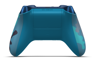 Controller with Mineral Camo body, Midnight Blue (Metallic) D-pad, and Mineral Blue thumbsticks - back view