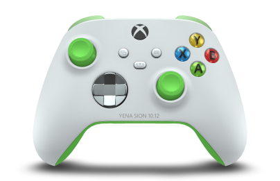 Xbox ワイヤレス コントローラー - Brödtext: Robotvit, Styrknappar: Tenn, Styrspakar: Velocity-grön