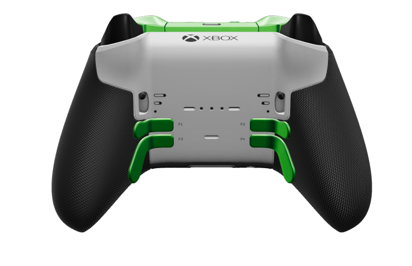 Xbox Elite Wireless Controller Series 2 - Core - Behuizing voorzijde: Mineraalblauw + rubberen handvatten, D-pad: Cross, Velocity Green (Metal), Behuizing achterzijde: Robotwit + rubberen handvatten