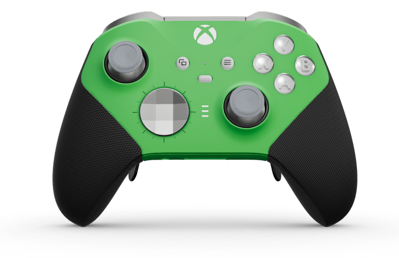 Xbox Elite Wireless Controller Series 2 - Core - Body: Velocity Green + Rubberized Grips, D-pad: Faceted, Bright Silver (Metal), Back: Velocity Green + Rubberized Grips