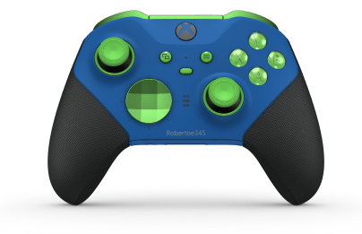 Xbox Elite Wireless Controller Series 2 - Core - 本體: 衝擊藍 + 橡膠握把, 方向鍵: 多面向，疾速綠 (金屬), 背面: 衝擊藍 + 橡膠握把